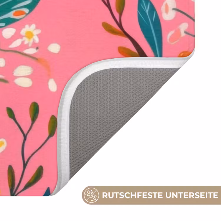 Roze - Bloemen - Wit - Oranje WCmat middel -USP_AntislipDE