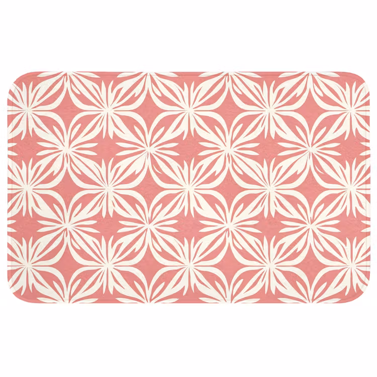 Roze - Bloemenmotief - Wit - Modern WCmat middel 1009 -3d
