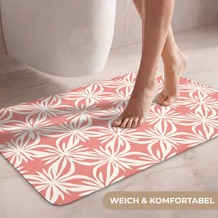 Roze - Bloemenmotief - Wit - Modern WCmat middel 1009 -USP_ZachtDE