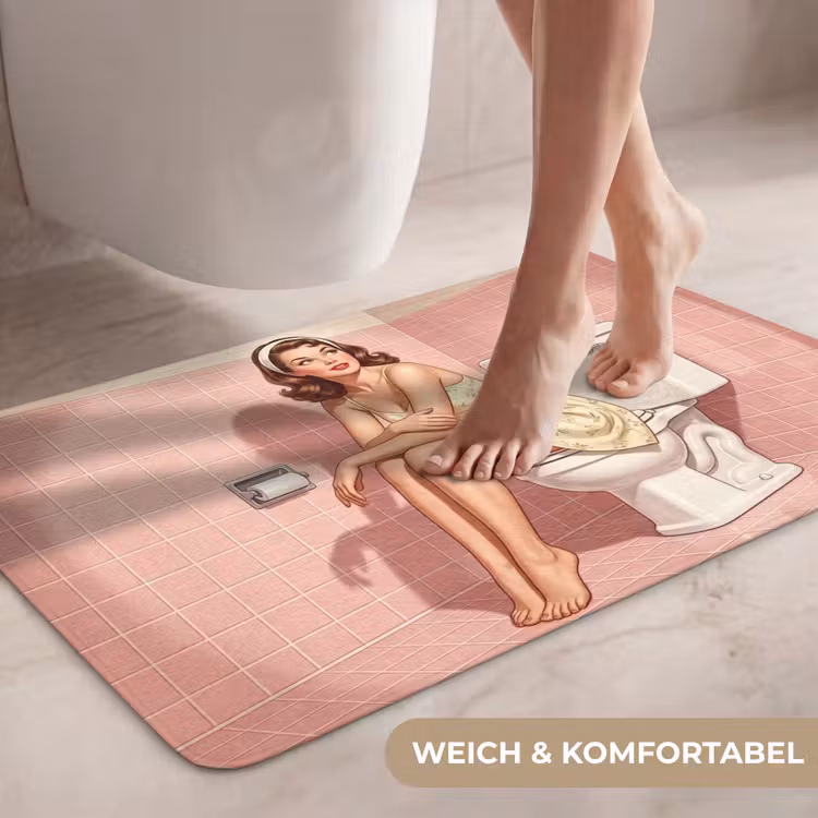 Roze - Retro - Vrouw WCmat middel -USP_ZachtDE