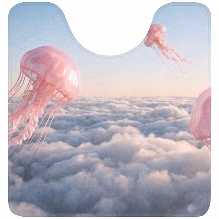 WC Vorleger - Rosa Tier – Wolken - Roze dier - Wolken WCmat U-uitsnede middel