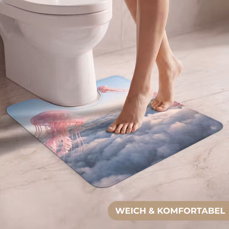 WC Vorleger - Rosa Tier – Wolken - Roze dier - Wolken WCmat U-uitsnede middel