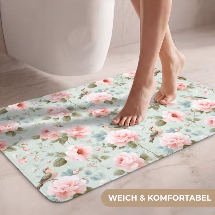 Rozen - Vogels - Pastel - Kleurrijk WCmat middel 1009 -USP_ZachtDE