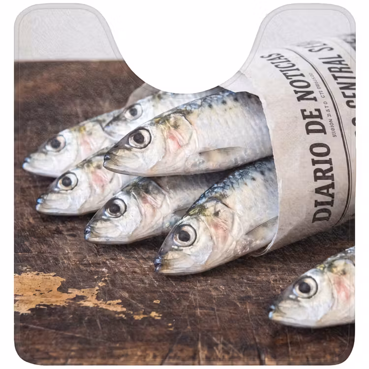 WC Vorleger - Sardine – Zeitung – Schneidebrett - Sardientje - krant - snijplank WCmat U-uitsnede middel