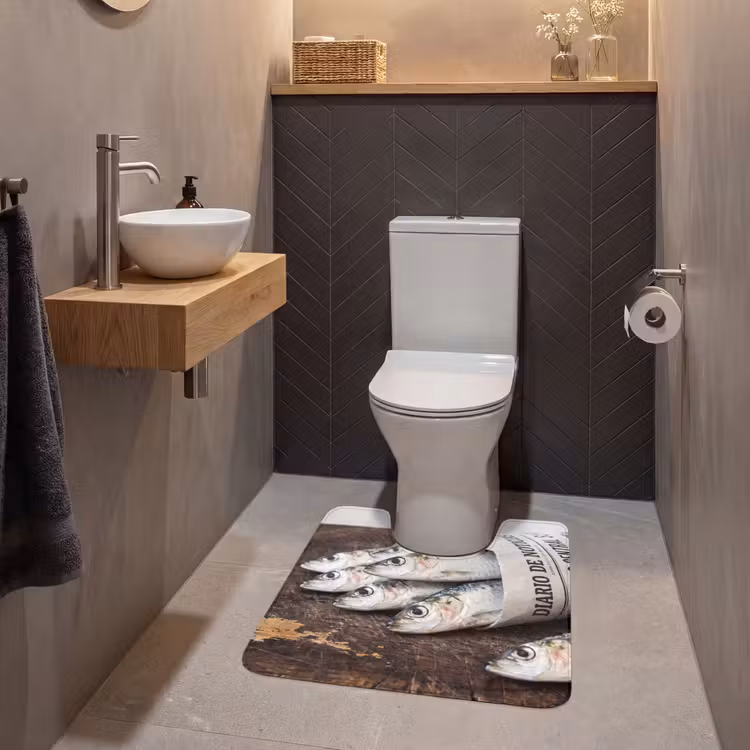 WC Vorleger - Sardine – Zeitung – Schneidebrett - Sardientje - krant - snijplank WCmat U-uitsnede middel