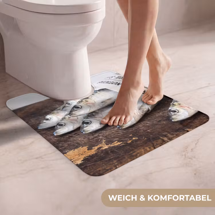 WC Vorleger - Sardine – Zeitung – Schneidebrett - Sardientje - krant - snijplank WCmat U-uitsnede middel