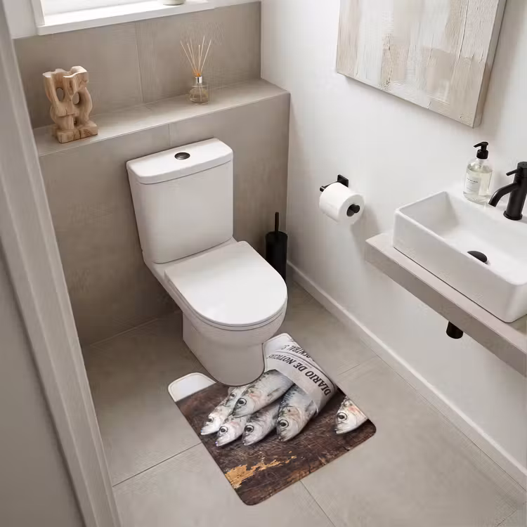 WC Vorleger - Sardine – Zeitung – Schneidebrett - Sardientje - krant - snijplank WCmat U-uitsnede middel