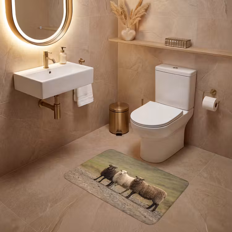 Schapen - Bruin - Wit - Grindpad WCmat middel -sfeer3