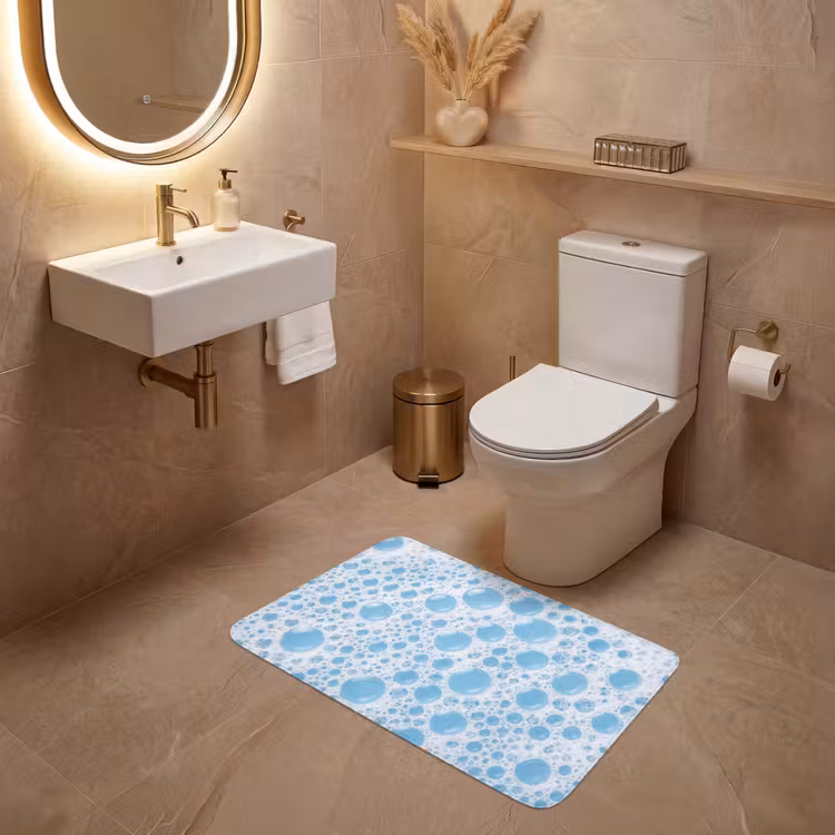 Schuim - Bubbels - Blauw WCmat middel -sfeer3
