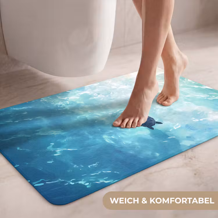 Schildpad - Zee - Blauw - Schittering WCmat middel -USP_ZachtDE