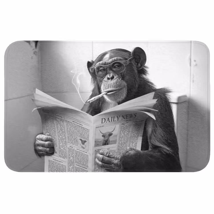 Chimpansee - Aap - Krant - WC - Humor WCmat middel -3d