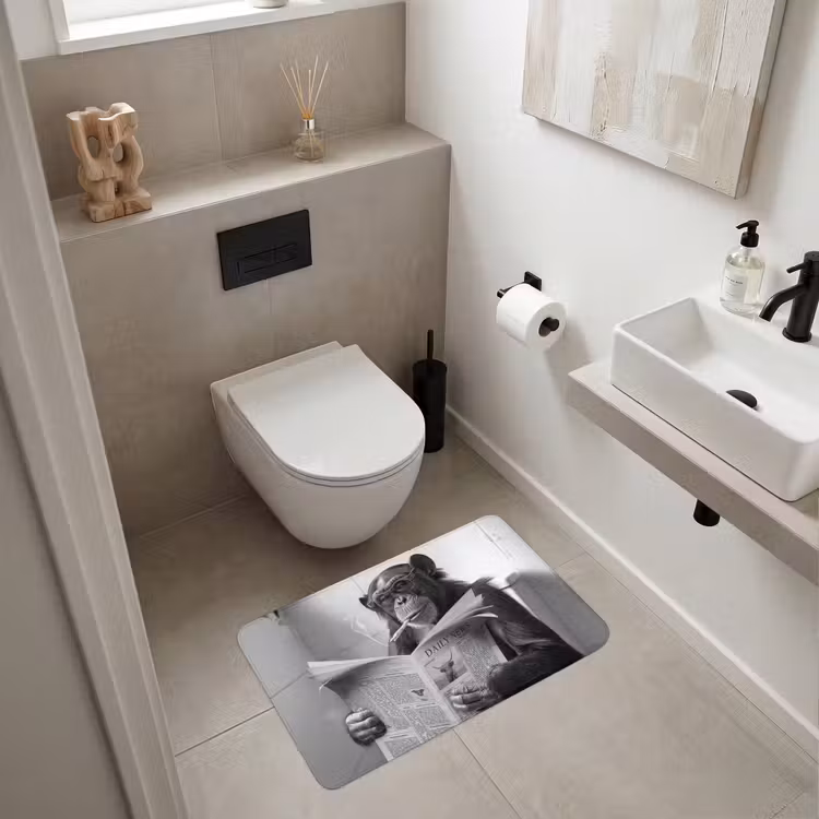 Chimpansee - Aap - Krant - WC - Humor WCmat middel -sfeer1