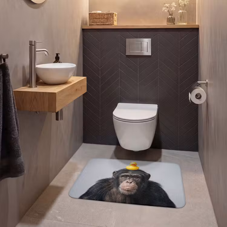 Chimpansee - Badeend - Grijs WCmat middel -sfeer2