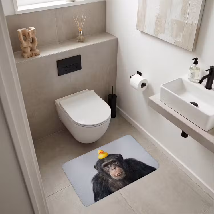 Chimpansee - Badeend - Grijs WCmat middel -sfeer1
