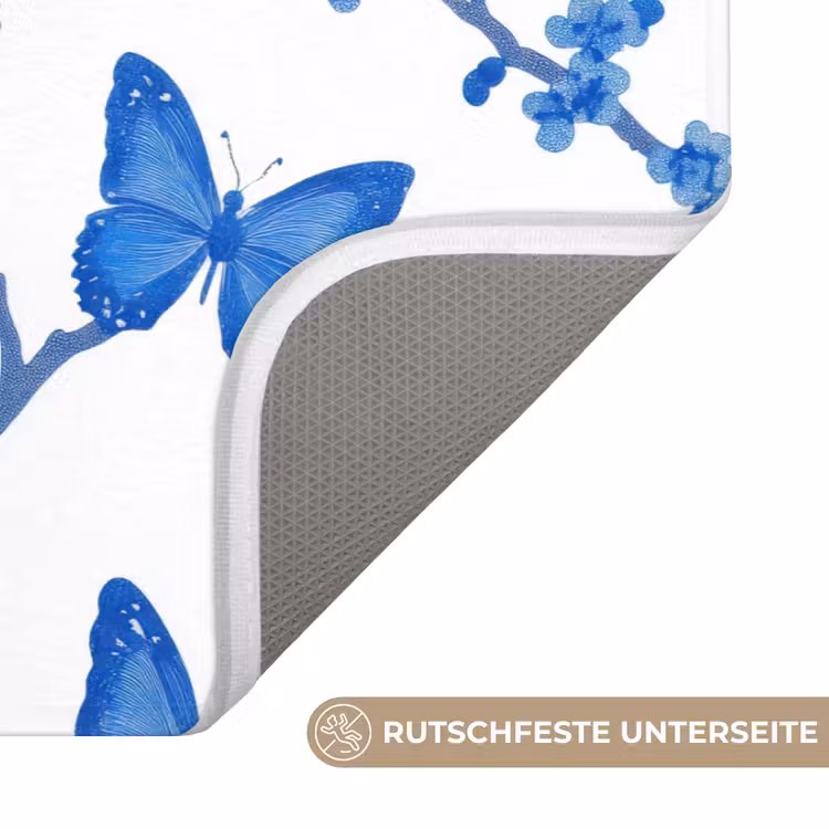 Vlinder - Bloemen - Blauw WCmat middel 1009 -USP_AntislipDE