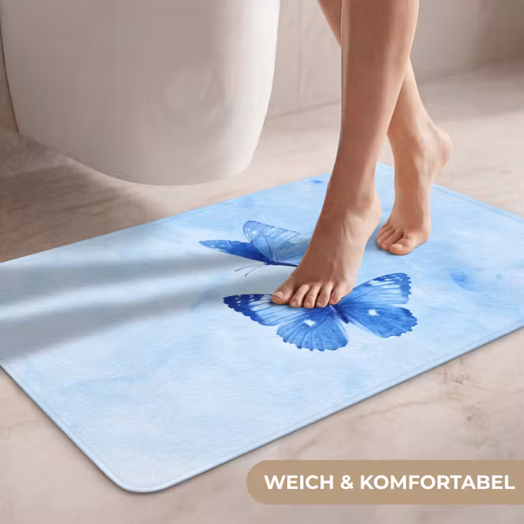 Vlinders - Sierlijk - Blauw WCmat middel -USP_ZachtDE