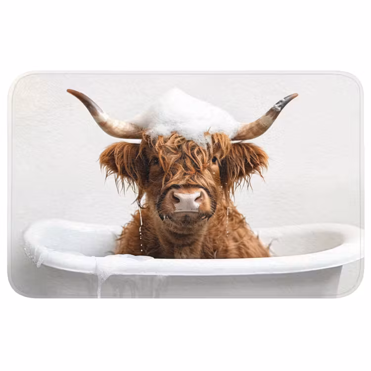 Schotse Hooglander - Bad - Koe - Dieren - Schuim WCmat middel -3d