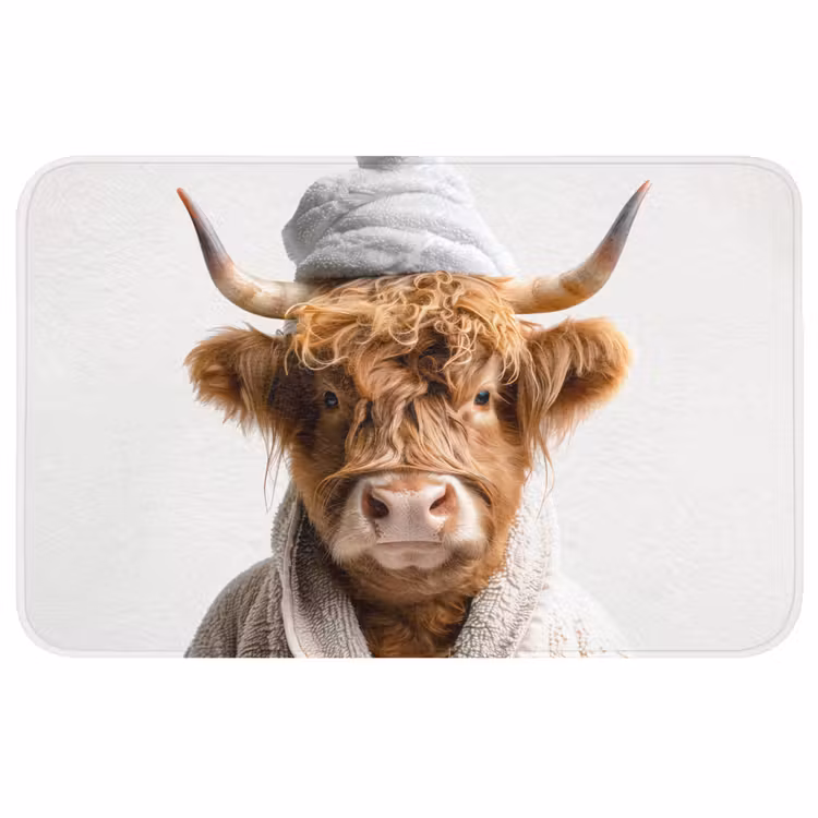 Schotse hooglander - Badjas - Koe - Dieren WCmat middel -3d
