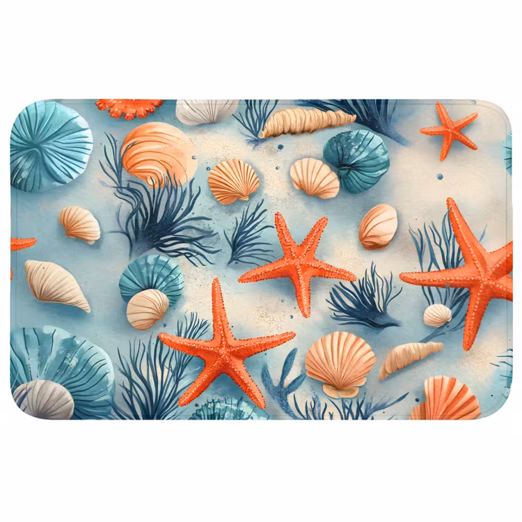 Zeesterren - Schelpen - Illustratie - Zand WCmat middel -3d