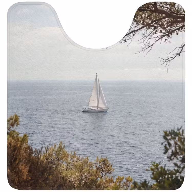WC Vorleger - Segelboot – Bäume – Wasser - Zeilboot - bomen - water WCmat U-uitsnede middel
