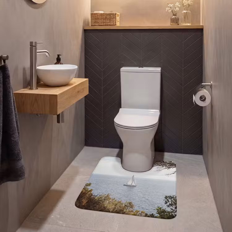 WC Vorleger - Segelboot – Bäume – Wasser - Zeilboot - bomen - water WCmat U-uitsnede middel