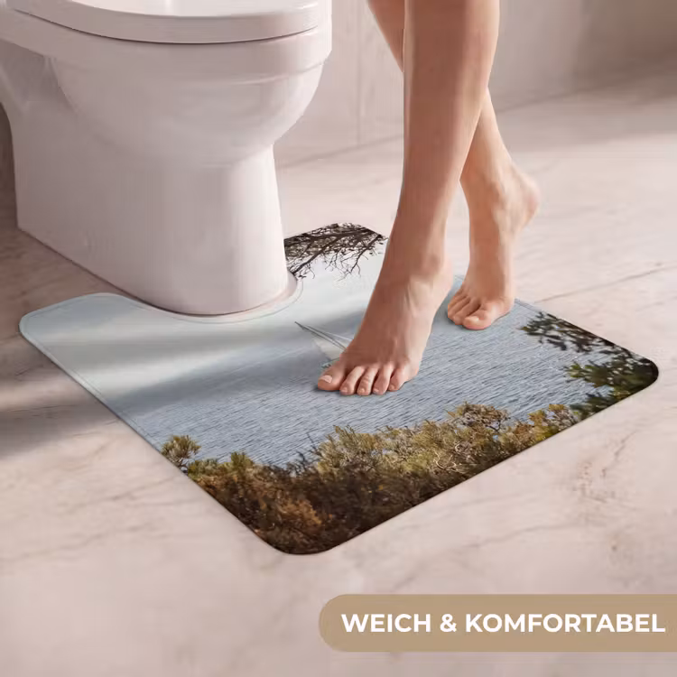 WC Vorleger - Segelboot – Bäume – Wasser - Zeilboot - bomen - water WCmat U-uitsnede middel