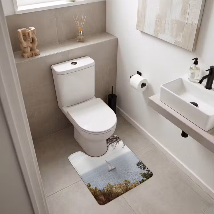 WC Vorleger - Segelboot – Bäume – Wasser - Zeilboot - bomen - water WCmat U-uitsnede middel