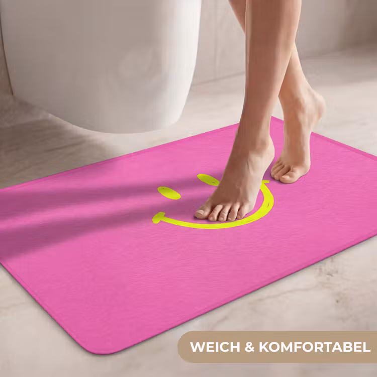 Smiley - Vrolijk - Roze WCmat middel -USP_ZachtDE