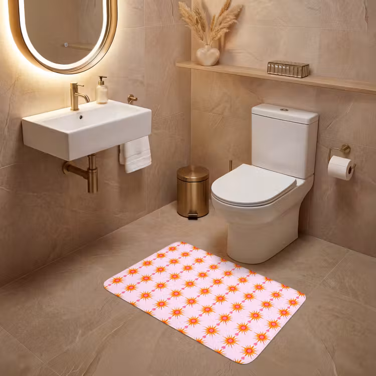 Zon - Motief - Roze WCmat middel 1009 -sfeer3