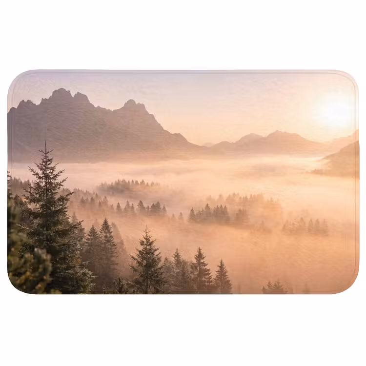 Zonlicht - Mist - Bergen - Bomen WCmat middel -3d