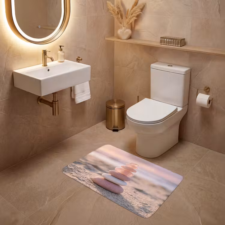 Stenen - Zand - Roze WCmat middel -sfeer3