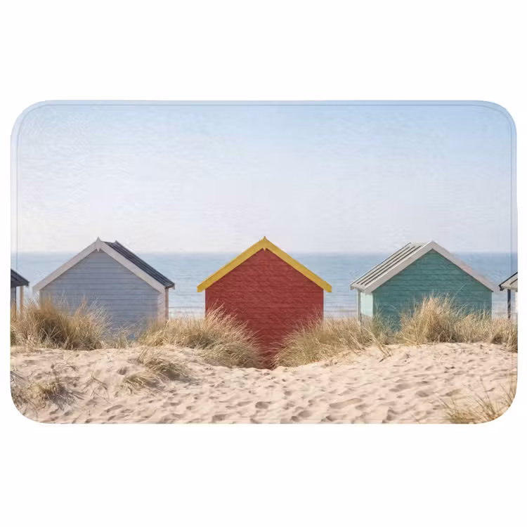 Strand - Huisjes - Kleurrijk - Duinen WCmat middel -3d