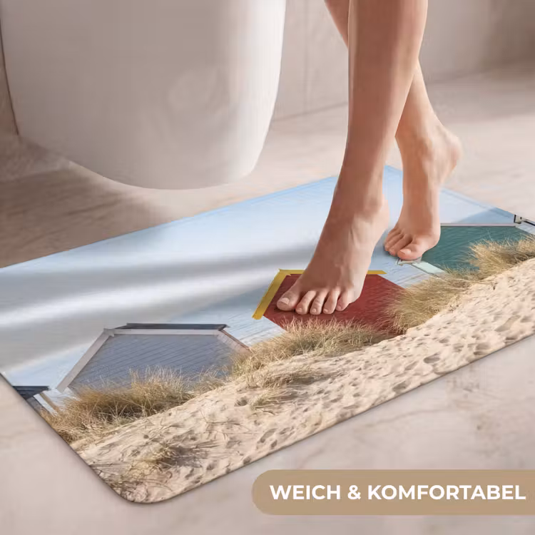 Strand - Huisjes - Kleurrijk - Duinen WCmat middel -USP_ZachtDE