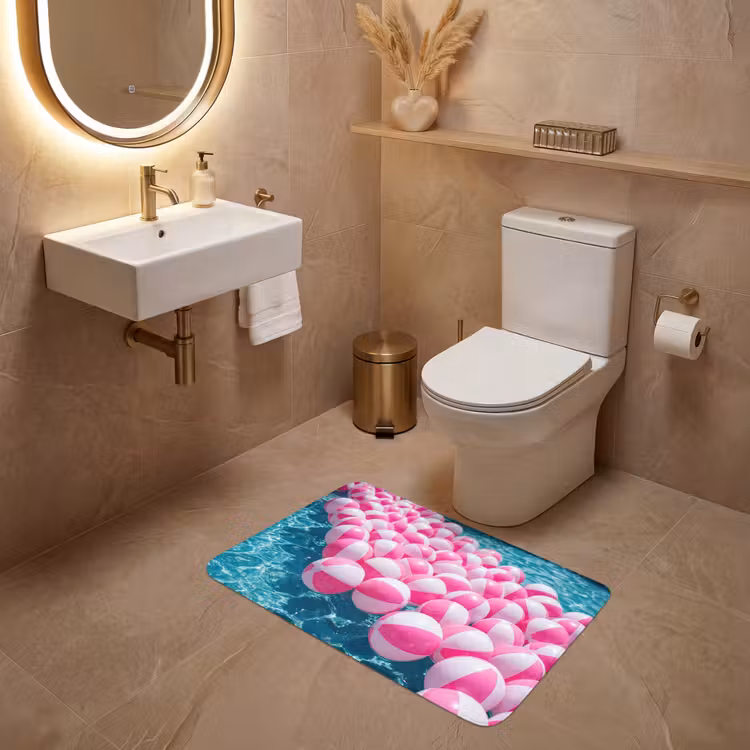 Strandballen - Roze - Water WCmat middel -sfeer3