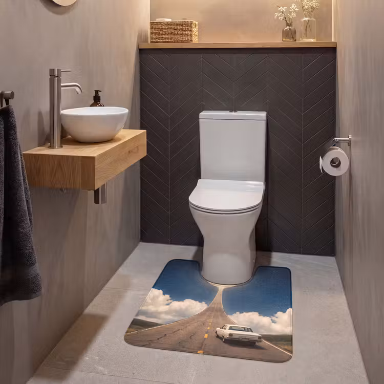 WC Vorleger - Straße – Mond – Nacht - Weg - Maan - Nacht WCmat U-uitsnede middel