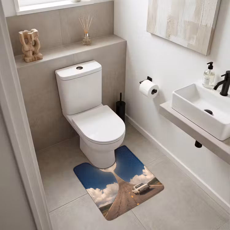 WC Vorleger - Straße – Mond – Nacht - Weg - Maan - Nacht WCmat U-uitsnede middel