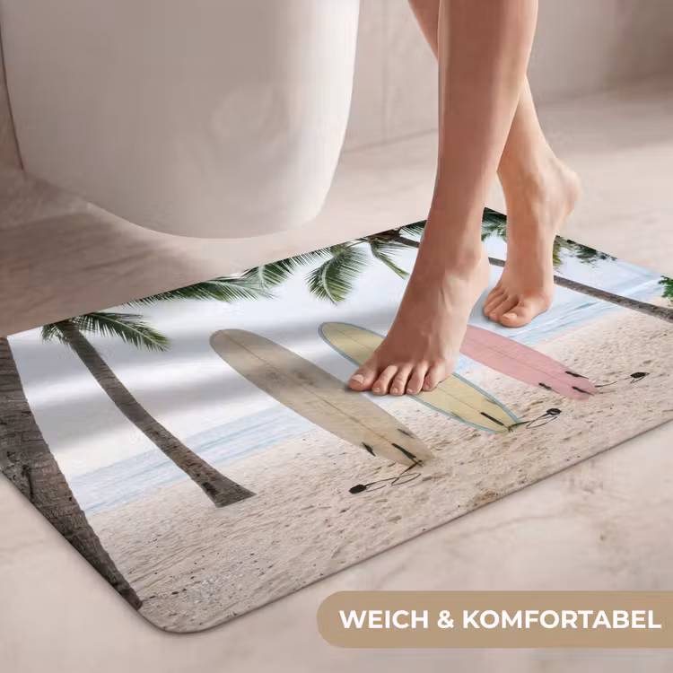 Surfboard - Palmbomen - Kleurrijk WCmat middel -USP_ZachtDE
