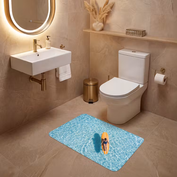 Surfboard - Water - Badpak - Oranje WCmat middel -sfeer3