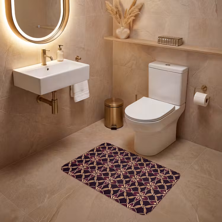 Symmetrisch - Tegel - Burgundy WCmat middel 1009 -sfeer3