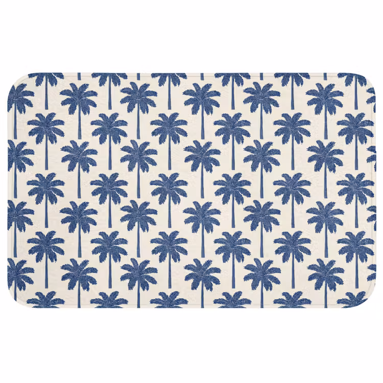 Symmetrisch - Palm - Blauw WCmat middel 1009 -3d