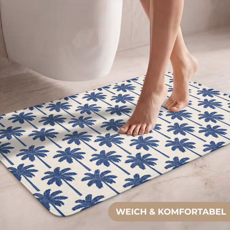 Symmetrisch - Palm - Blauw WCmat middel 1009 -USP_ZachtDE