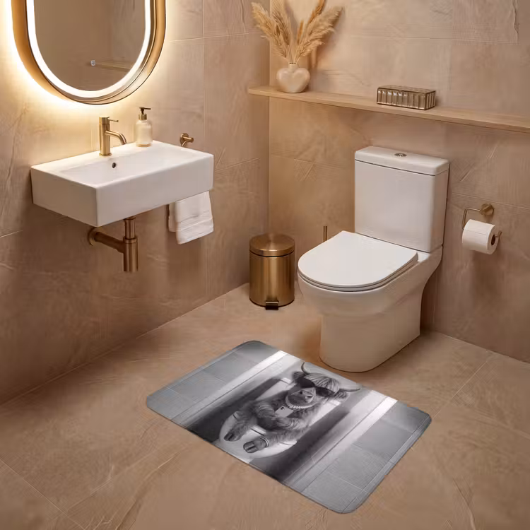 Stier - Telefoon - Toilet - Zwart - Wit WCmat middel -sfeer3