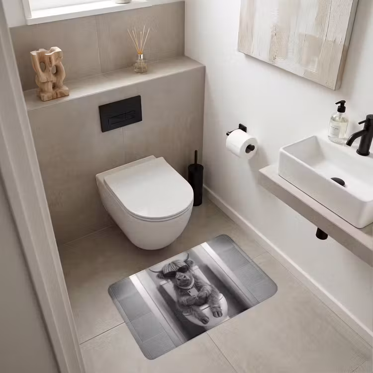 Stier - Telefoon - Toilet - Zwart - Wit WCmat middel -sfeer1