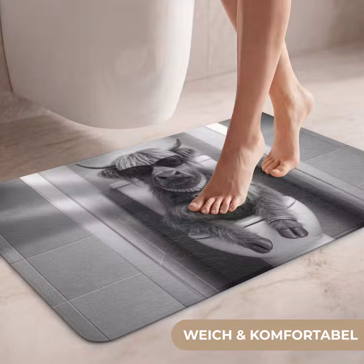 Stier - Telefoon - Toilet - Zwart - Wit WCmat middel -USP_ZachtDE