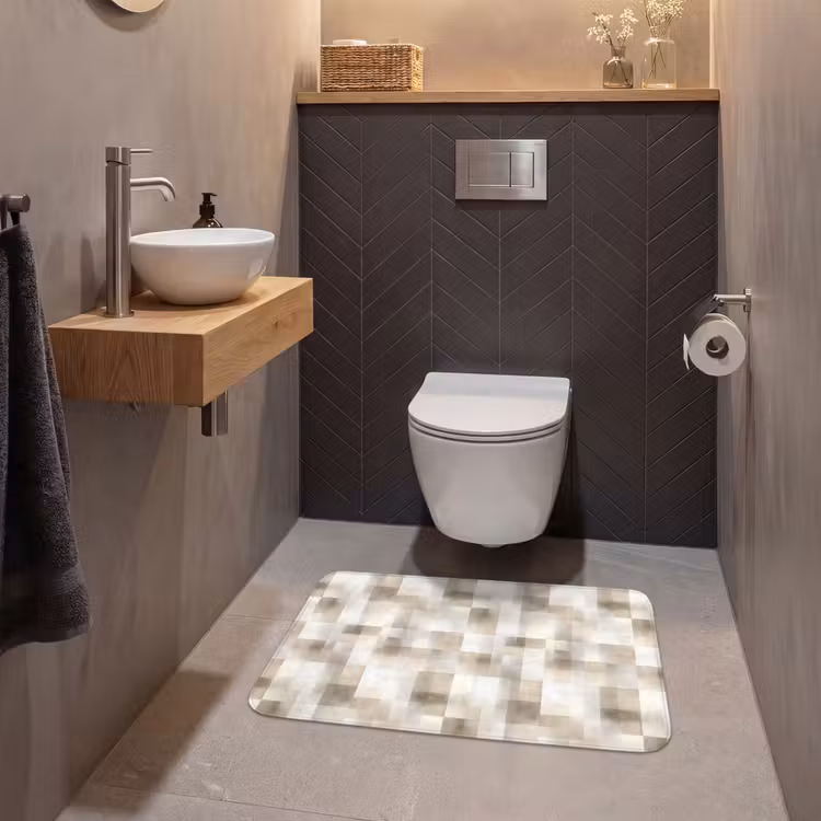 Textuur - Linnen - Beige WCmat middel 1009 -sfeer2