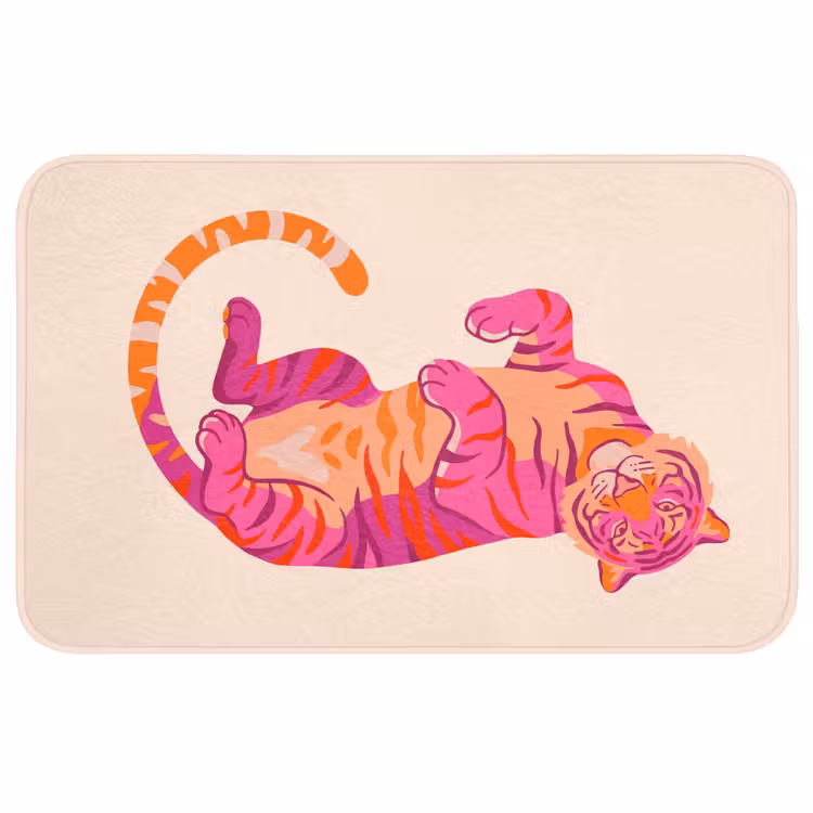 Tijger - Roze - Oranje WCmat middel -3d