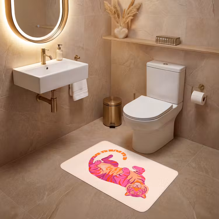 Tijger - Roze - Oranje WCmat middel -sfeer3