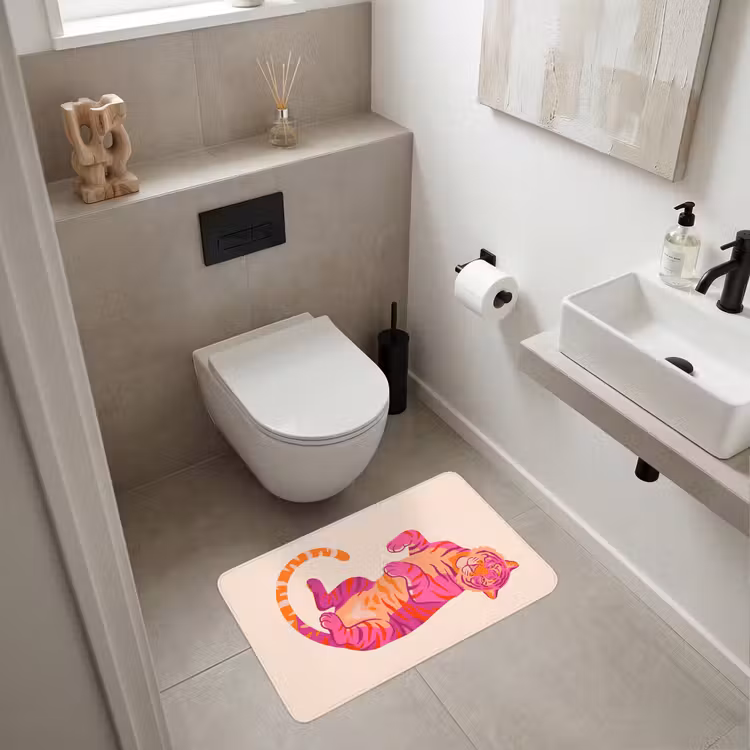 Tijger - Roze - Oranje WCmat middel -sfeer1