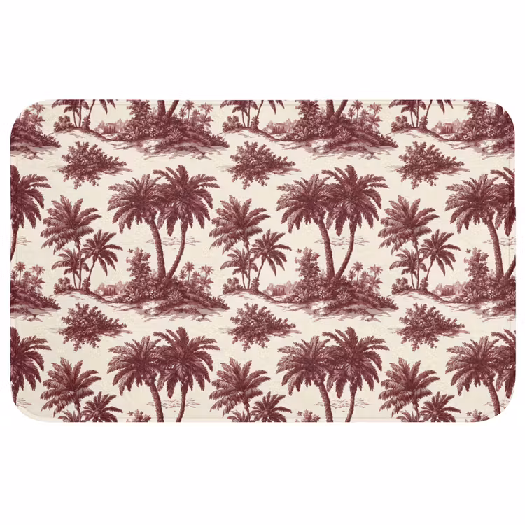 Tropisch - Geometrisch - Bordeauxrood WCmat middel 1009 -3d