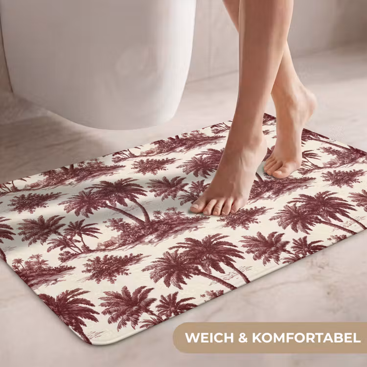 Tropisch - Geometrisch - Bordeauxrood WCmat middel 1009 -USP_ZachtDE
